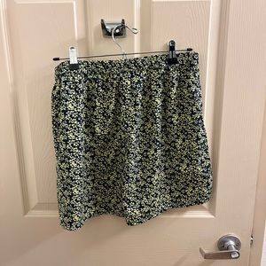 Navy blue and yellow floral relaxed fit shorts